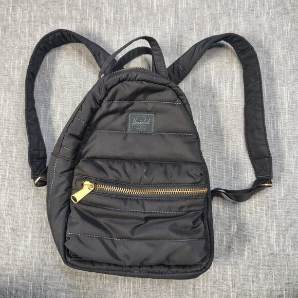 Herschel Mini Backpack Black Gold Trim Stitched - Picture 1 of 11